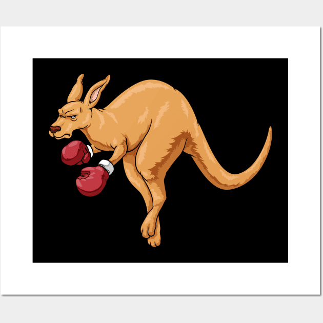 Kangaroo as boxer with boxing gloves Wall Art by Markus Schnabel